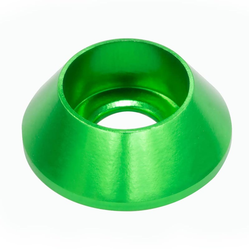 Lagefefe [60PCS] M3 Cone Cup Counterbore Washers, Anodized Aluminum Alloy, Head Washers Gaskets Cup Shim for Screw RC/FPV/PC/Drone/Mechanical Accessories Model Parts, Green - Image 1